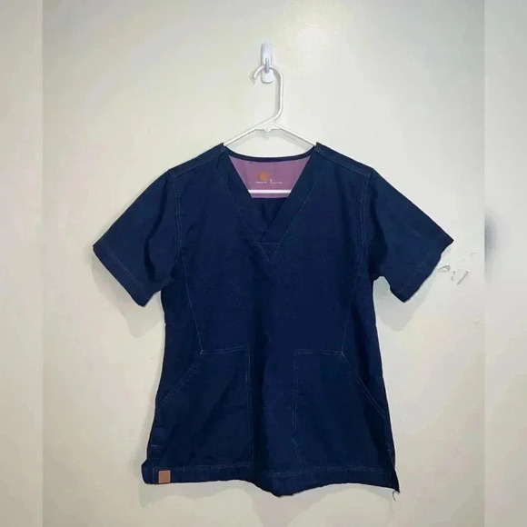 Carhartt Navy Blue Medical Scrub With Leather Tab - Picture 3 of 4